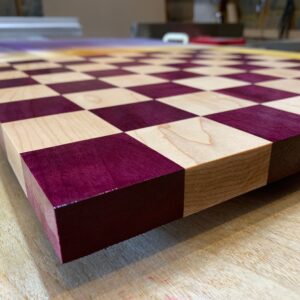 maple and purple heart chess board